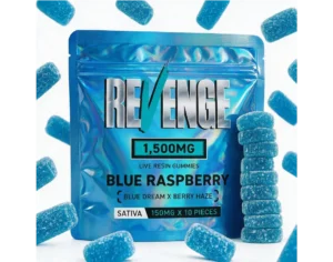 1500 Sativa Revenge Blue Raspberry Live Resin Infused Gummies