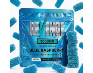 3000 Sativa Revenge Blue Raspberry Live Resin Infused Gummies