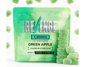 1500 Indica Revenge Green Apple Live Resin Infused Gummies