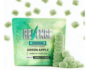 3000 Indica Revenge Green Apple Live Resin Infused Gummies